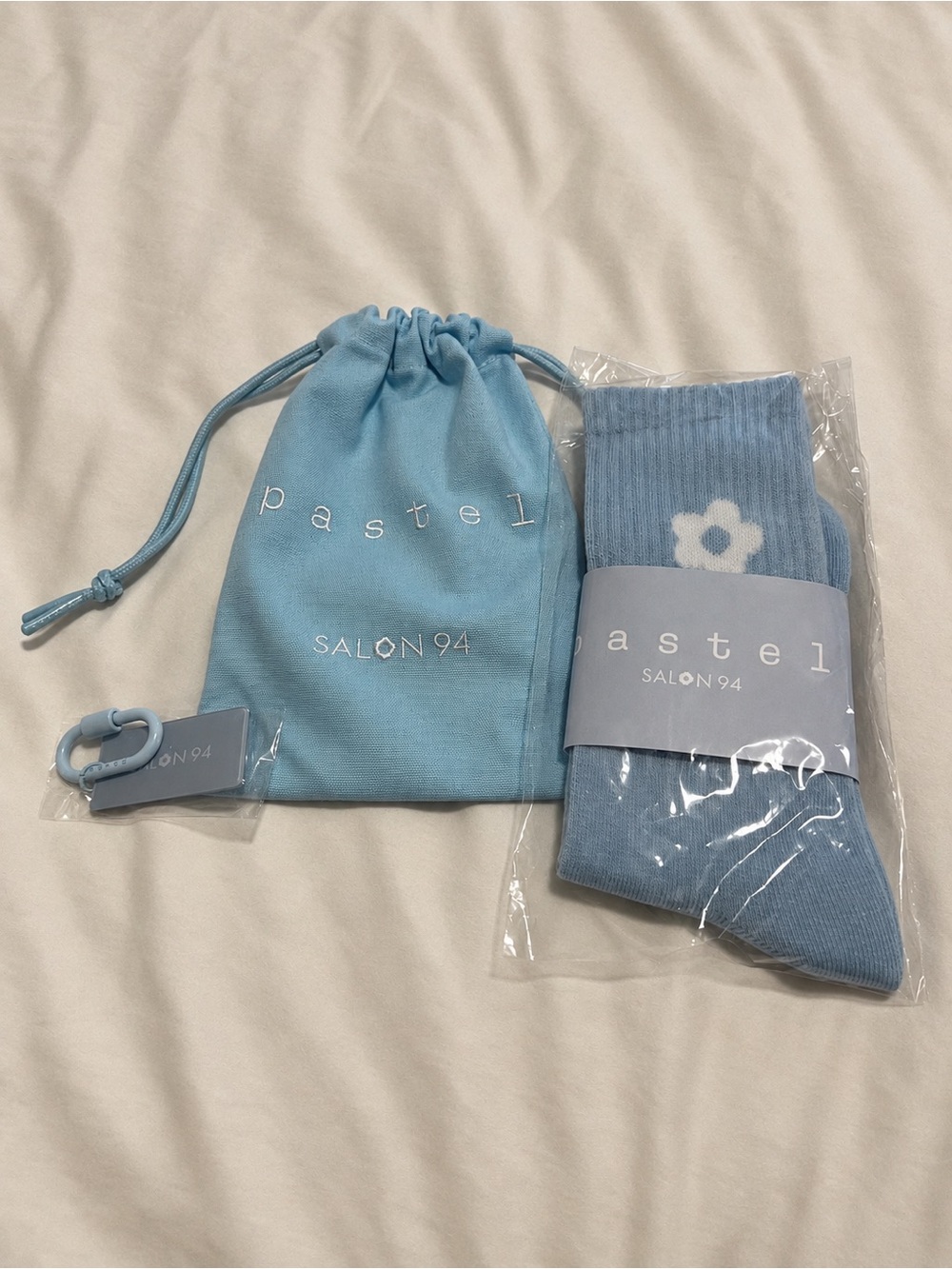 CJ Hendry x SALON 94 Pastel Socks with Drawstring Bag and Carabiner/keychain